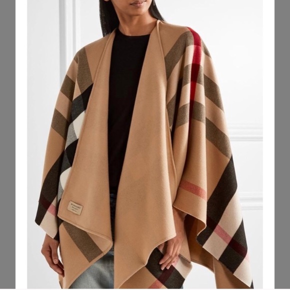 burberry merino wool poncho